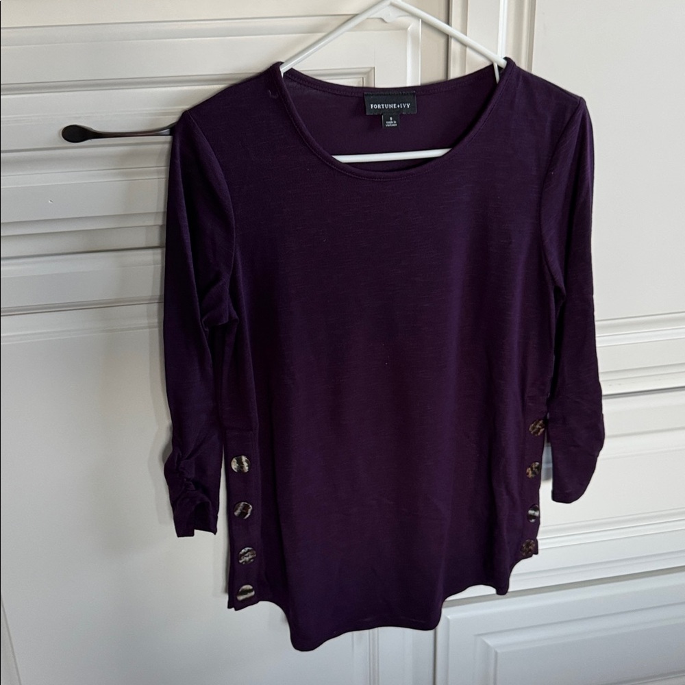 Fortune & Ivy Purple Long Sleeve Tunic Top